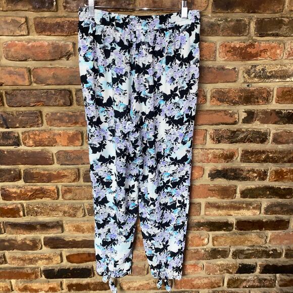 ASTR Floral Drawstring Tapered Tie Ankle Slim Fit Pants Women's Size Medium - Picture 5 of 6